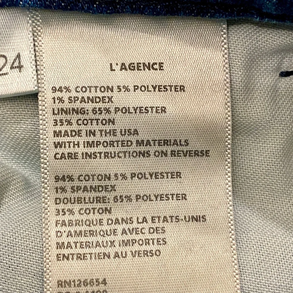 L'AGENCE Sada Cropped Slim Straight Jeans in Toledo Blue 24 French Girl Off Duty